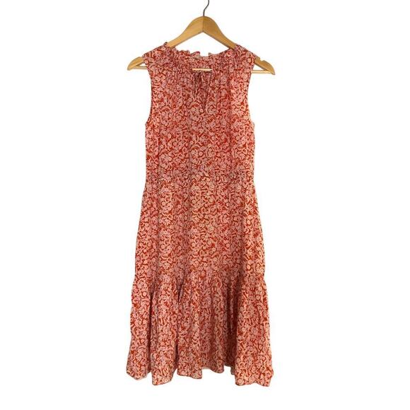 Rebecca Taylor Provence Block Dress Silk Sleeveless Floral Red Combo Size 2 - Picture 3 of 12
